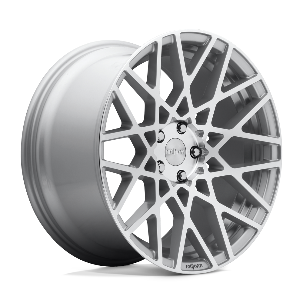 18X8.5 Rotiform R110 BLQ 5X112 45MM GLOSS SILVER MACHINED