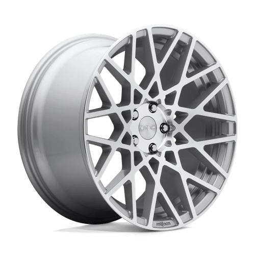 18X8.5 Rotiform 1PC R110 BLQ 5X100 35MM GLOSS SILVER MACHINED