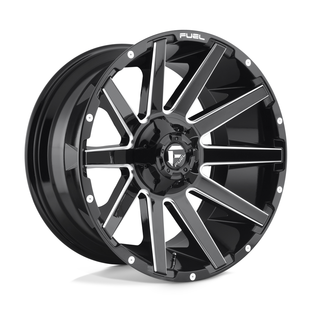 24X12 Fuel 1PC D615 CONTRA 5X5.5/150 -44MM GLOSS BLACK MILLED