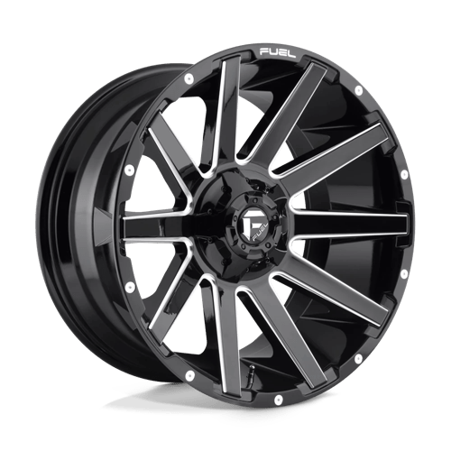 24X14 Fuel 1PC D615 CONTRA 5X5.0/5.5 -75MM GLOSS BLACK MILLED