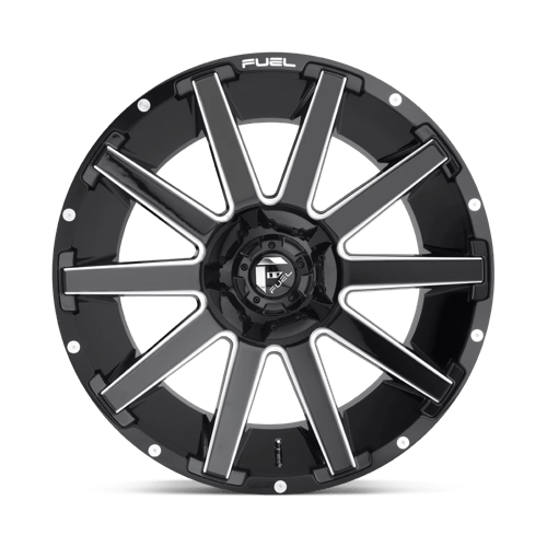 24X12 Fuel 1PC D615 CONTRA 5X5.0/5.5 -44MM GLOSS BLACK MILLED