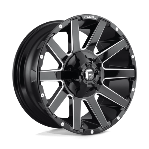 20X9 Fuel 1PC D615 CONTRA 8X180 20MM GLOSS BLACK MILLED