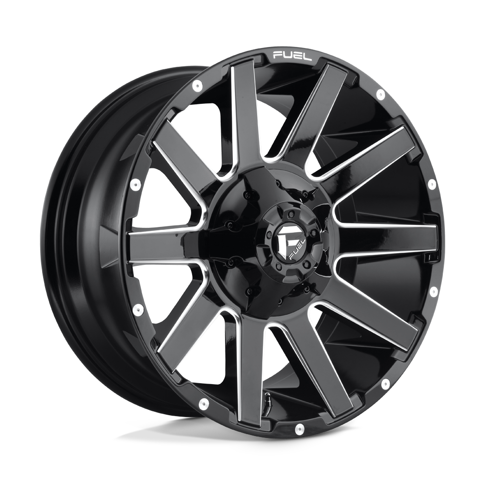 20X9 Fuel 1PC D615 CONTRA 8X180 20MM GLOSS BLACK MILLED