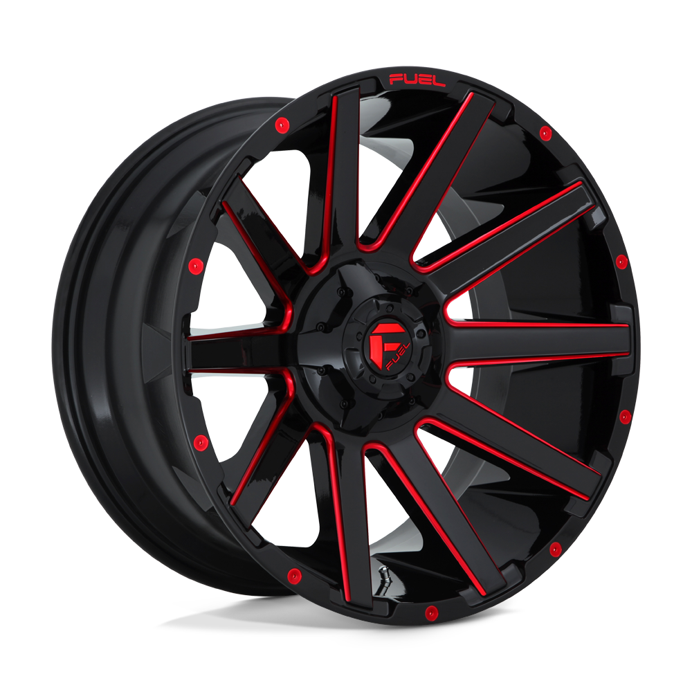 20X9 Fuel 1PC D643 CONTRA 6X135/5.5 20MM GLOSS BLACK RED TINTED CLEAR