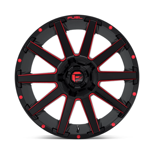 24X12 Fuel 1PC D643 CONTRA 5X5.0/5.5 -44MM GLOSS BLACK RED TINTED CLEAR