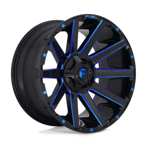 20X9 Fuel 1PC D644 CONTRA 5X4.5/5.0 1MM GLOSS BLACK BLUE TINTED CLEAR