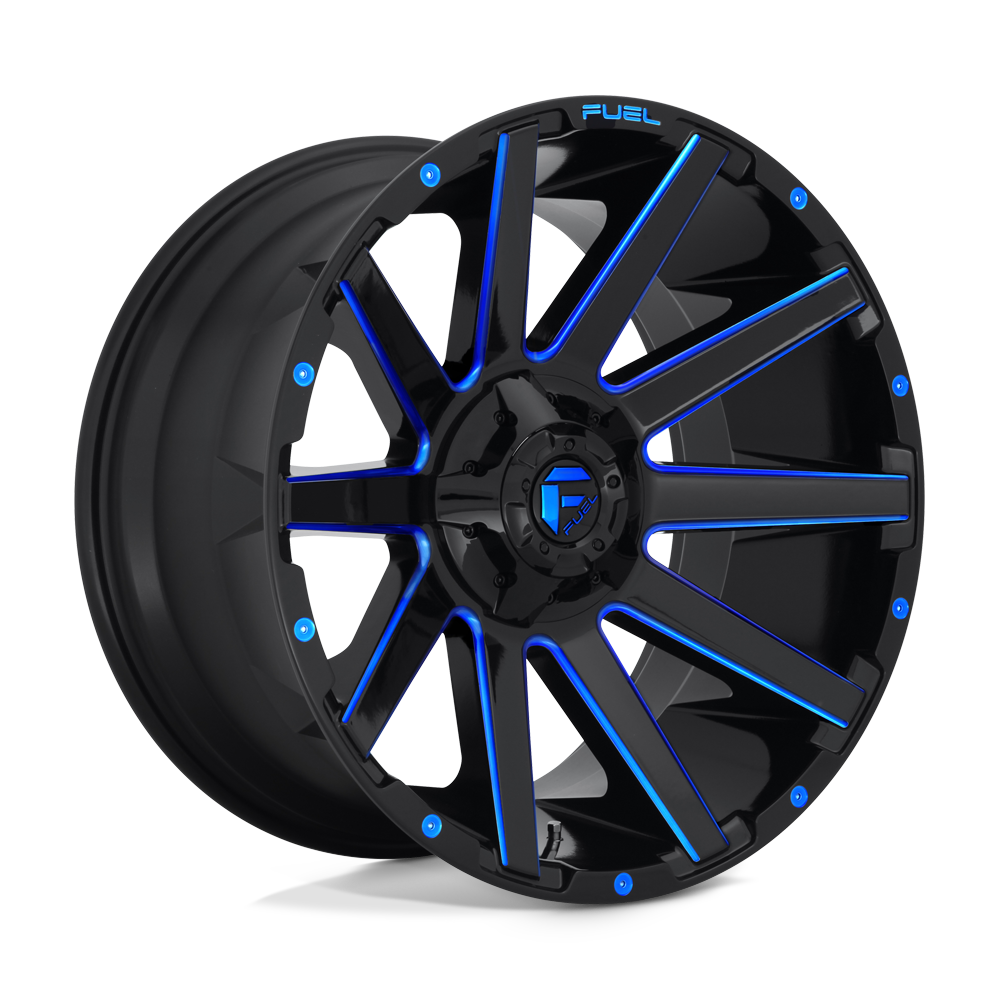 20X9 Fuel 1PC D644 CONTRA 8X6.5 20MM GLOSS BLACK BLUE TINTED CLEAR