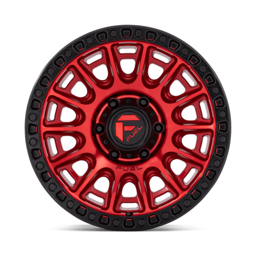 17X8.5 Fuel 1PC D834 CYCLE 6X5.5 25MM CANDY RED WITH BLACK RING