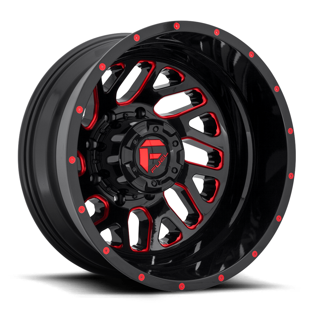 20X8.25 Fuel 1PC D656 TRITON 8X6.5 -240MM GLOSS BLACK RED TINTED CLEAR