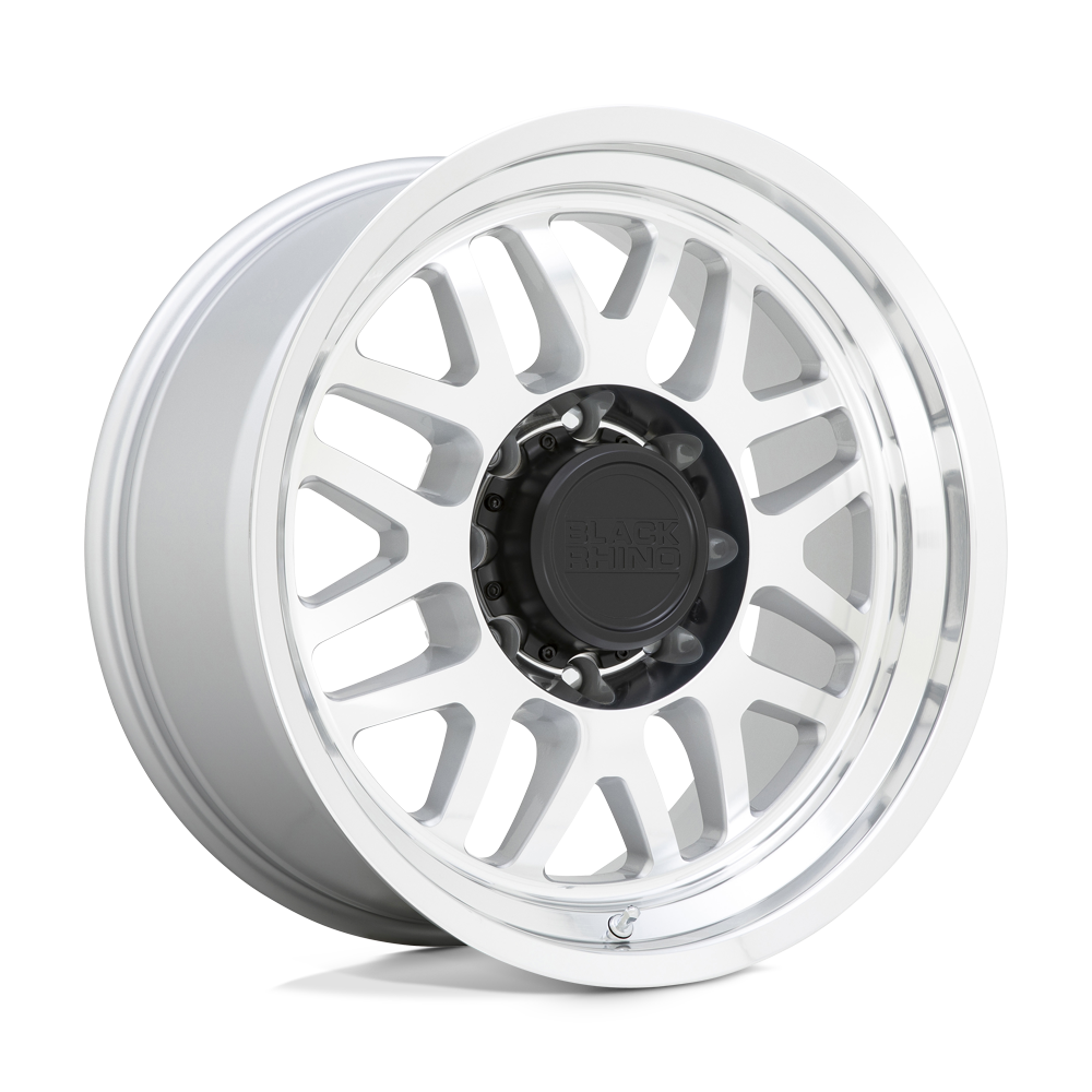 18X9.5 Black Rhino DELTA 8X170 -18MM GLOSS SILVER WITH MIRROR FACE & LIP