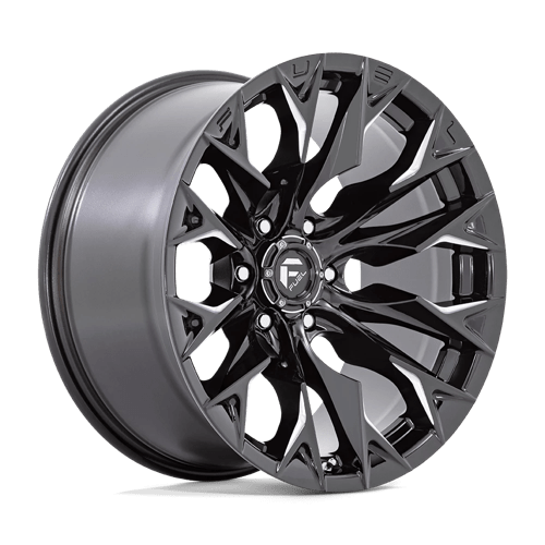 24X12 Fuel 1PC D803 FLAME 5X5.5 -44MM GLOSS BLACK MILLED