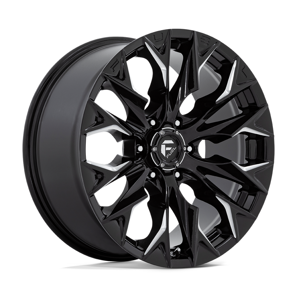 20X9 Fuel 1PC D803 FLAME 6X5.5 20MM GLOSS BLACK MILLED