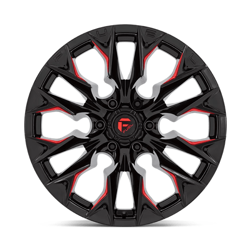 20X9 Fuel 1PC D823 FLAME 5X5.5 1MM GLOSS BLACK MILLED WITH CANDY RED