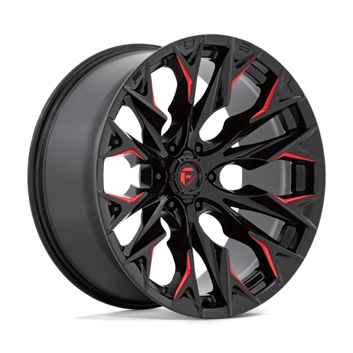 22X10 Fuel 1PC D823 FLAME 6X5.5 -18MM GLOSS BLACK MILLED WITH CANDY RED