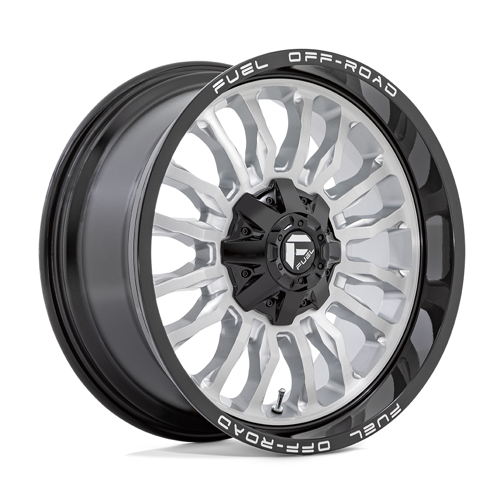 22X12 Fuel 1PC D798 ARC 6X135/5.5 -44MM SILVER BRUSHED FACE WITH MILLED BLACK LIP