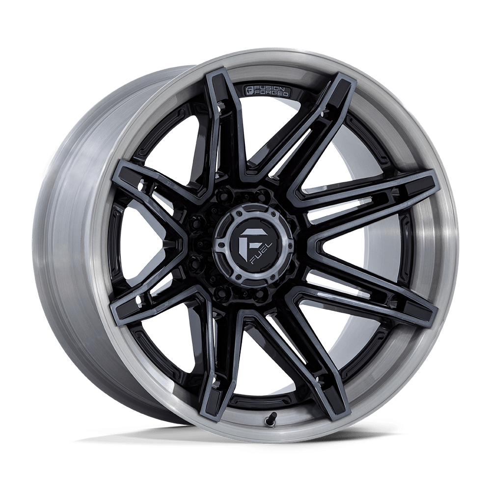 22X12 Fuel 1PC FC401 BRAWL 6X5.5 -44MM GLOSS BLACK WITH BRUSHED GRAY TINT FACE & LIP