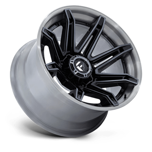 22X12 Fuel 1PC FC401 BRAWL 6X5.5 -44MM GLOSS BLACK WITH BRUSHED GRAY TINT FACE & LIP