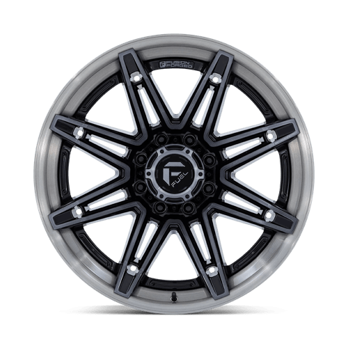 22X12 Fuel 1PC FC401 BRAWL 6X5.5 -44MM GLOSS BLACK WITH BRUSHED GRAY TINT FACE & LIP