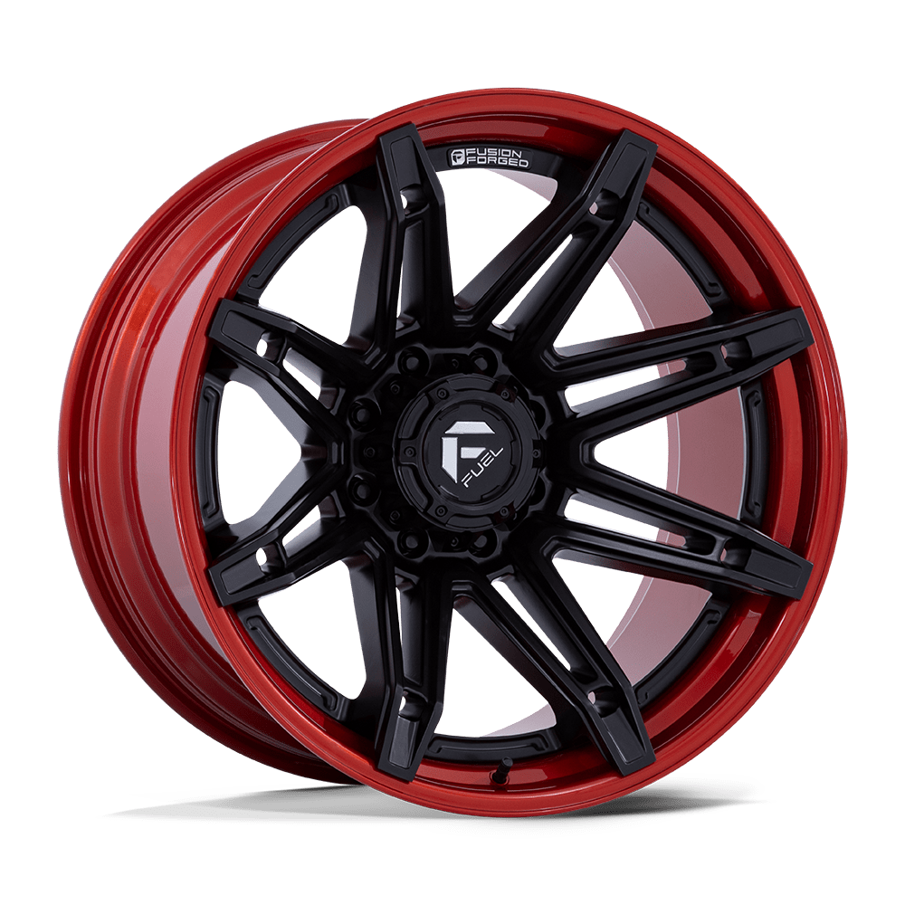 24X12 Fuel 1PC FC401 BRAWL 8X170 -44MM MATTE BLACK WITH CANDY RED LIP