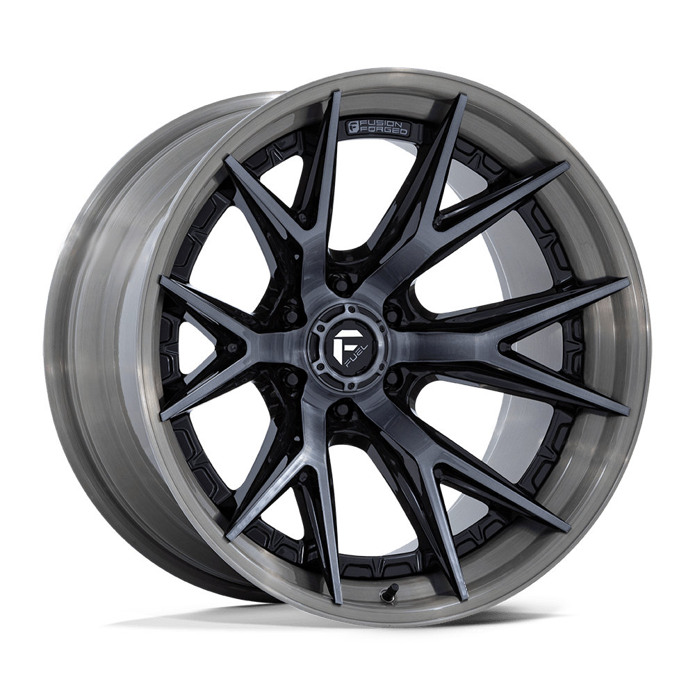 24X12 Fuel 1PC FC402 CATALYST 6X135 -44MM GLOSS BLACK WITH BRUSHED GRAY TINT FACE & LIP