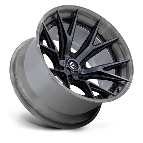 22X12 Fuel 1PC FC402 CATALYST 6X135 -44MM GLOSS BLACK WITH BRUSHED GRAY TINT FACE & LIP