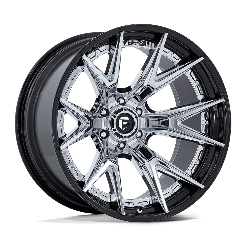 22X10 Fuel 1PC FC402 CATALYST 6X5.5 -18MM CHROME WITH GLOSS BLACK LIP