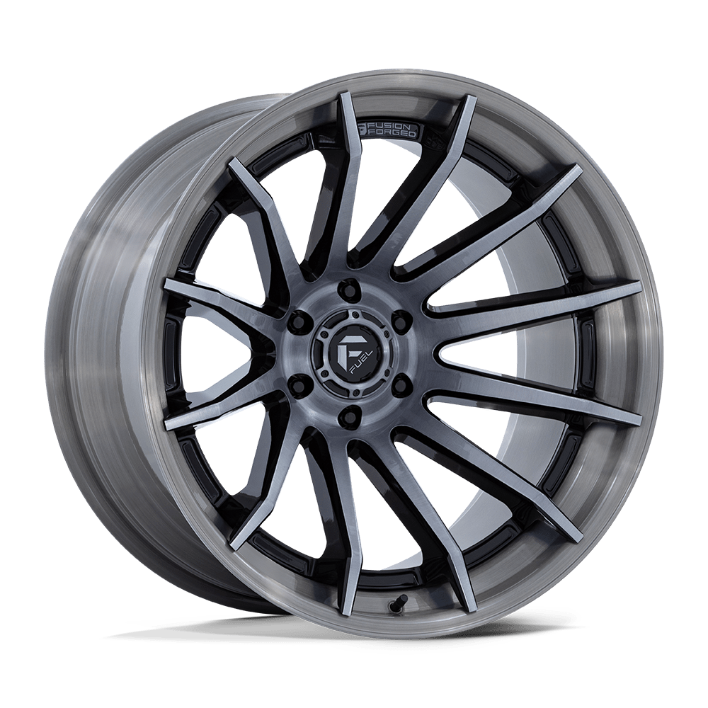 22X12 Fuel 1PC FC403 BURN 6X5.5 -44MM GLOSS BLACK WITH BRUSHED GRAY TINT FACE & LIP