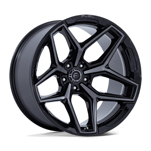 17X9 Fuel 1PC FLUX 5X5.0 -12MM GLOSS BLACK BRUSHED FACE WITH GRAY TINT