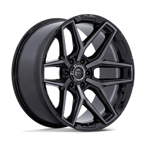 17X9 Fuel 1PC FLUX 6X5.5 1MM GLOSS BLACK BRUSHED FACE WITH GRAY TINT