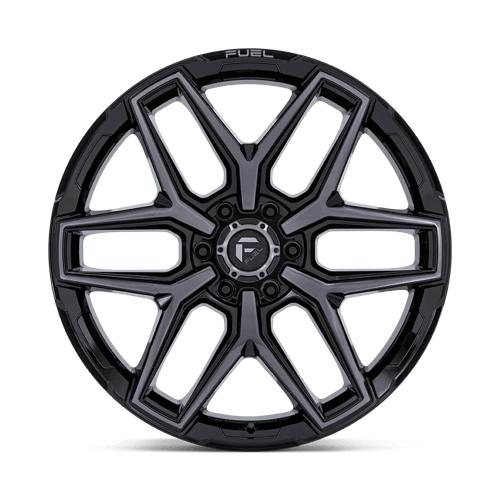 22X10 Fuel 1PC FLUX 6X5.5 -18MM GLOSS BLACK BRUSHED FACE WITH GRAY TINT