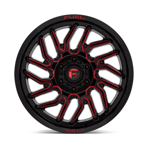 20X9 Fuel 1PC D808 HURRICANE 6X5.5 20MM GLOSS BLACK MILLED RED TINT