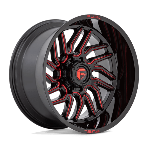 20X10 Fuel 1PC D808 HURRICANE 5X150 -18MM GLOSS BLACK MILLED RED TINT