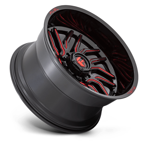 24X12 Fuel 1PC D808 HURRICANE 5X5.0 -44MM GLOSS BLACK MILLED RED TINT