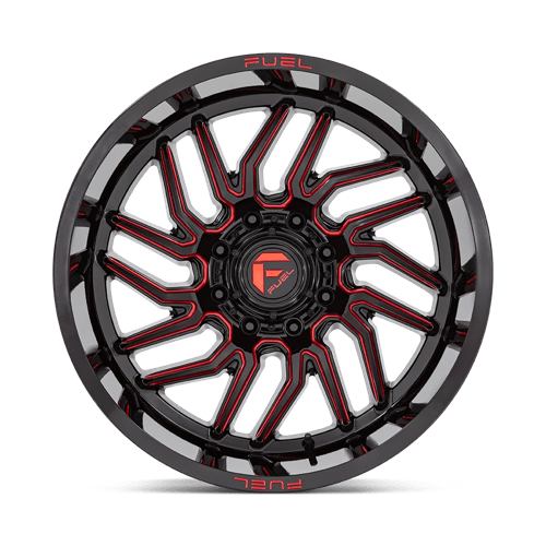 20X9 Fuel 1PC D808 HURRICANE 5X150 20MM GLOSS BLACK MILLED RED TINT