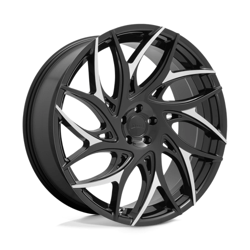 26X10 DUB 1PC S259 G.O.A.T. 5X5.0 10MM GLOSS BLACK WITH MACHINED SPOKES