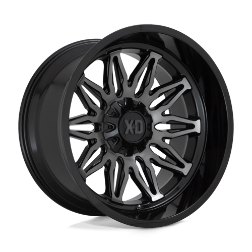 20X10 XD XD859 GUNNER 5X5.0/5.5 -18MM GLOSS BLACK MACHINED WITH GRAY TINT