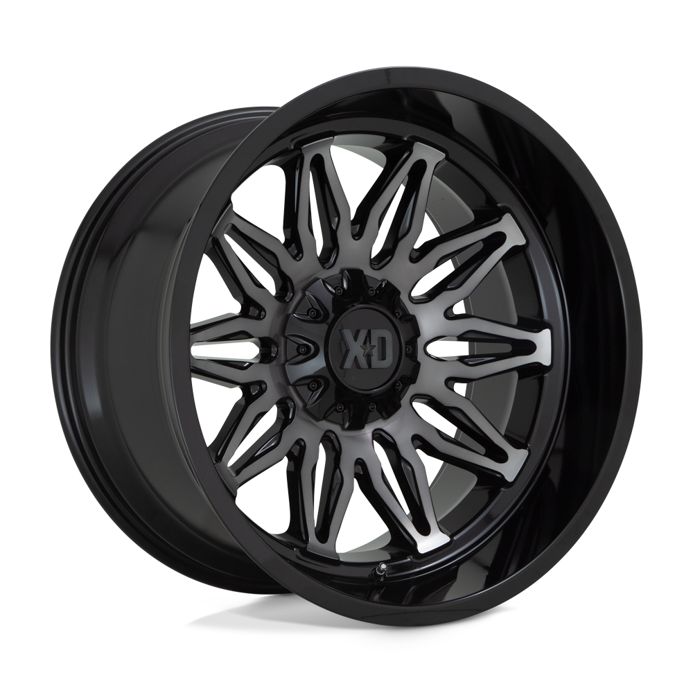 22X12 XD XD859 GUNNER 5X5.0/5.5 -44MM GLOSS BLACK MACHINED WITH GRAY TINT