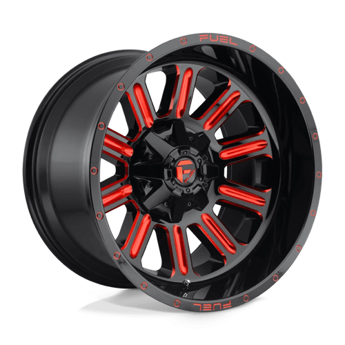 18X9 Fuel 1PC D621 HARDLINE 5X4.5/5.0 -12MM GLOSS BLACK RED TINTED CLEAR