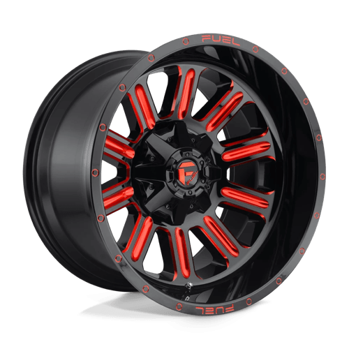 18X9 Fuel 1PC D621 HARDLINE 5X5.5/150 1MM GLOSS BLACK RED TINTED CLEAR