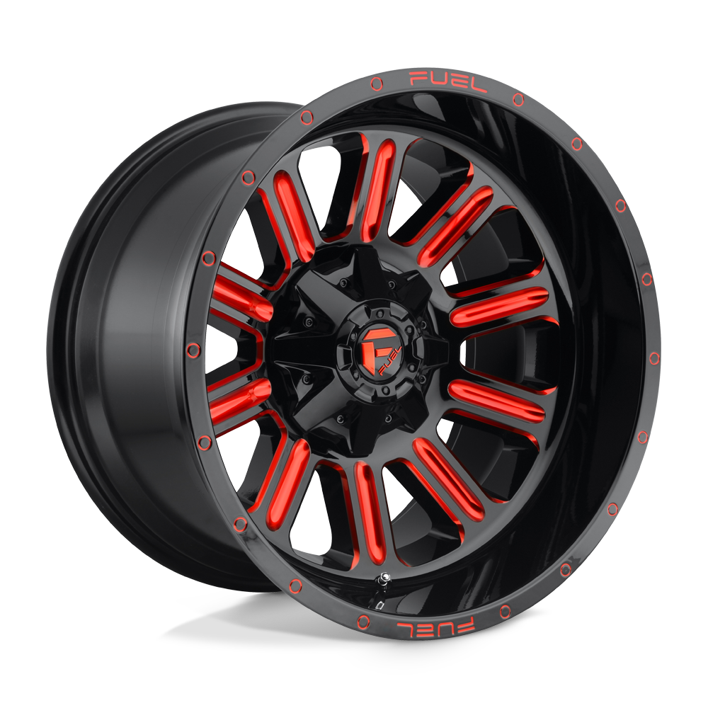 20X9 Fuel 1PC D621 HARDLINE 5X5.5/150 20MM GLOSS BLACK RED TINTED CLEAR