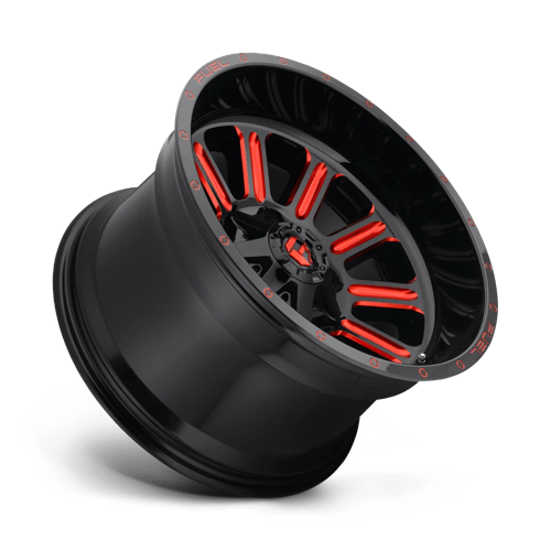 18X9 Fuel 1PC D621 HARDLINE 6X135/5.5 -12MM GLOSS BLACK RED TINTED CLEAR