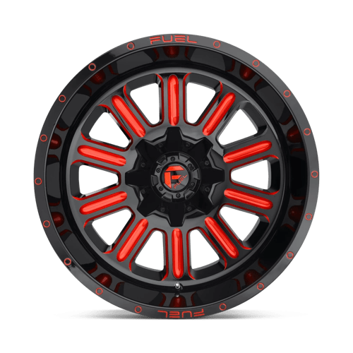 18X9 Fuel 1PC D621 HARDLINE 5X4.5/5.0 -12MM GLOSS BLACK RED TINTED CLEAR