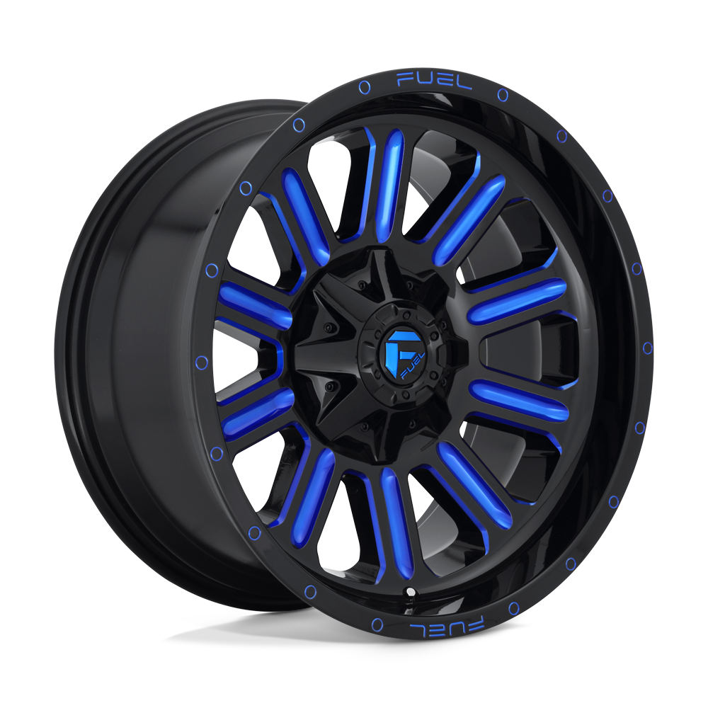 20X10 Fuel 1PC D646 HARDLINE 8X170 -18MM GLOSS BLACK BLUE TINTED CLEAR