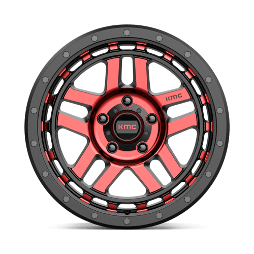 18X8.5 KMC KM540 RECON 5X5.0 0MM GLOSS BLACK MACHINED WITH RED TINT