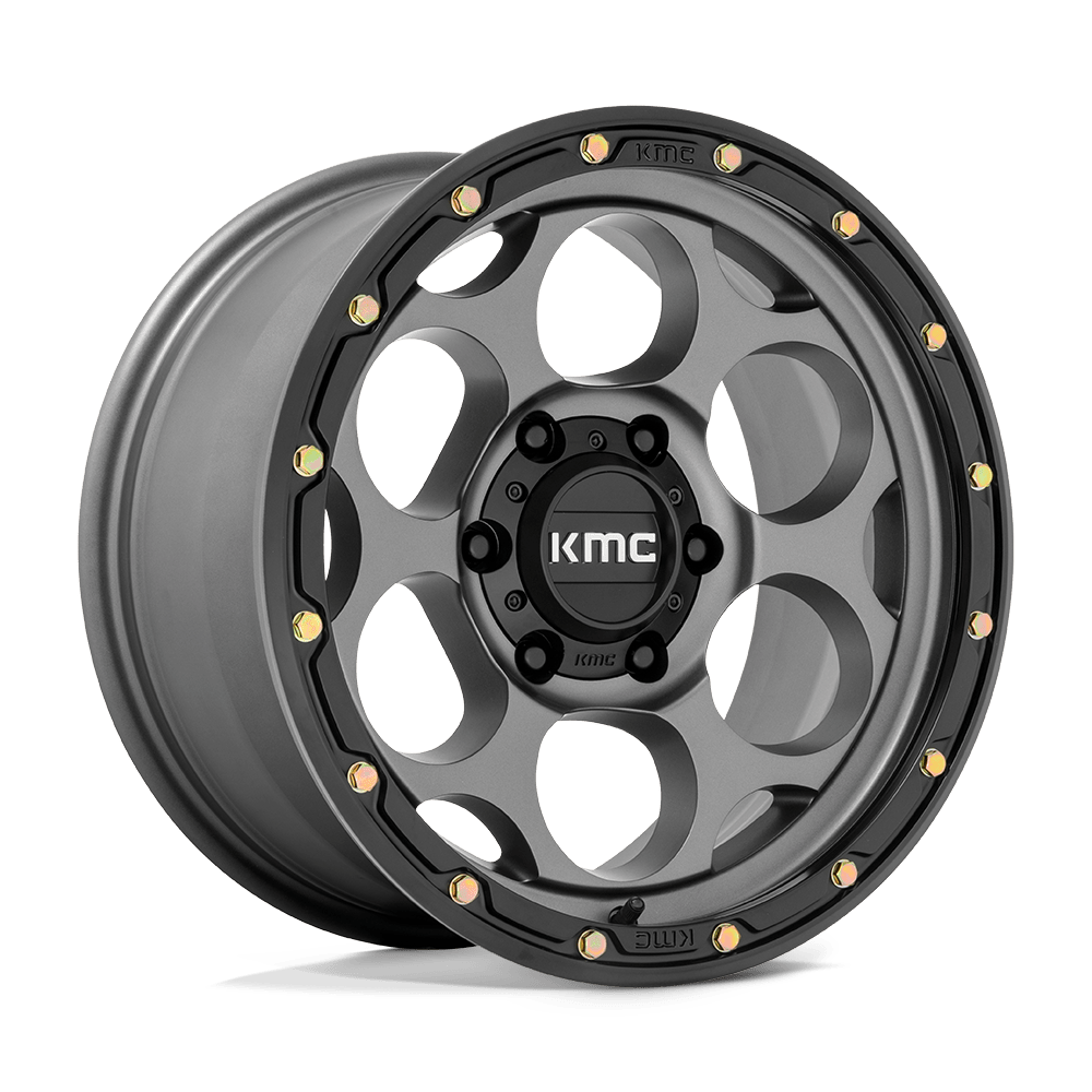 18X8.5 KMC KM541 DIRTY HARRY 5X5.0 18MM SATIN GRAY WITH BLACK LIP