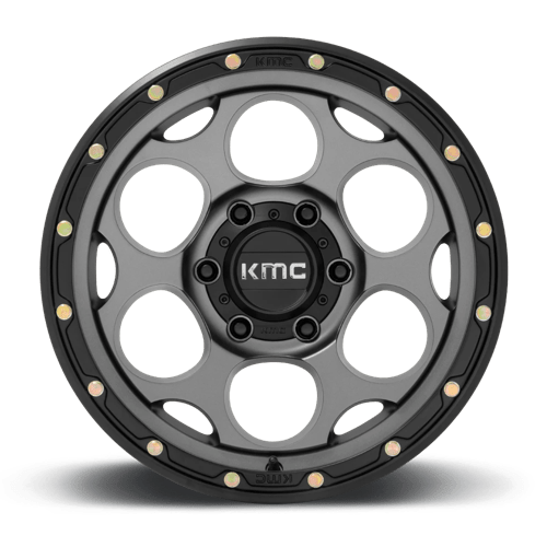 18X8.5 KMC KM541 DIRTY HARRY 5X5.0 18MM SATIN GRAY WITH BLACK LIP