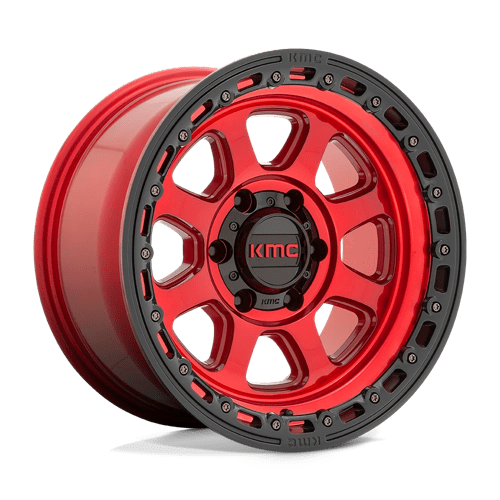 18X9 KMC KM548 CHASE 8X6.5 18MM CANDY RED WITH BLACK LIP