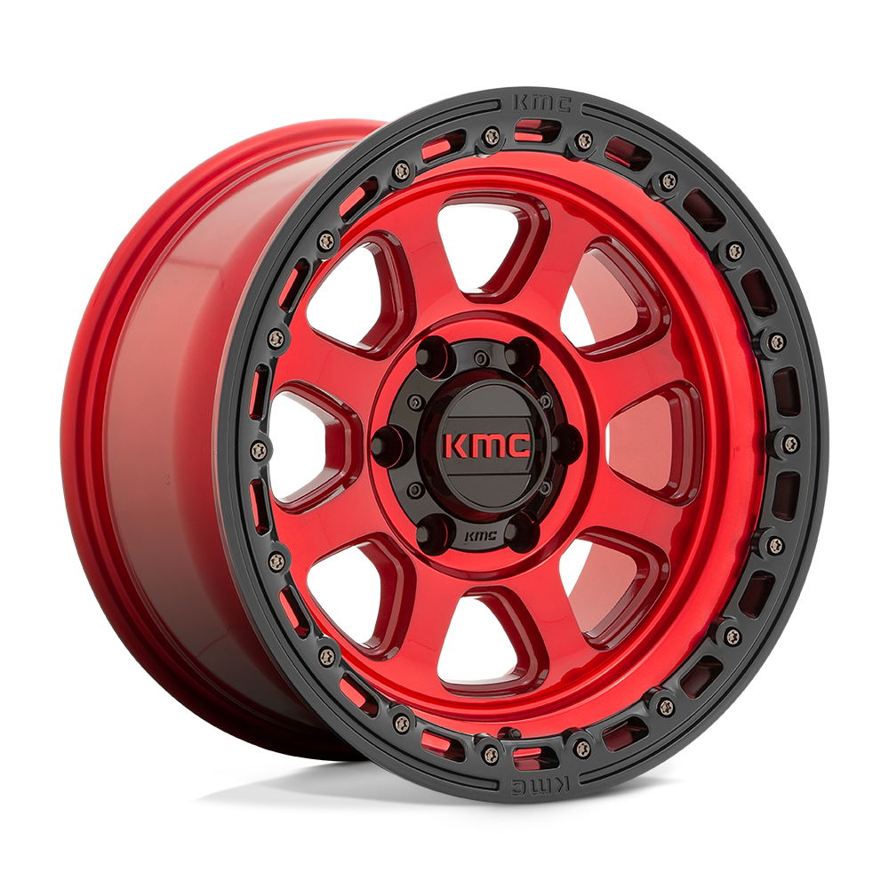 18X9 KMC KM548 CHASE 8X6.5 18MM CANDY RED WITH BLACK LIP