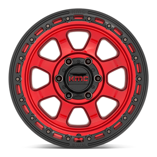 18X9 KMC KM548 CHASE 8X6.5 18MM CANDY RED WITH BLACK LIP