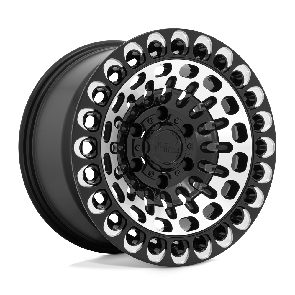 17X9.5 Black Rhino LABYRINTH 8X6.5 -18MM GLOSS BLACK WITH MACHINED FACE & MILLING